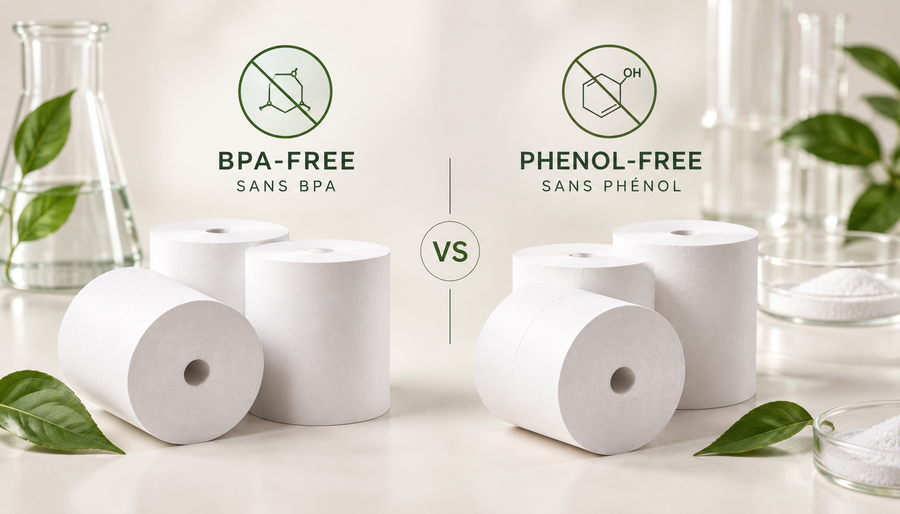 BPA-free versus phenol-free thermal paper rolls comparison