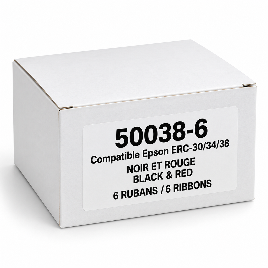 Compatible ERC30/34/38 Black/Red Ribbons — Box of 6