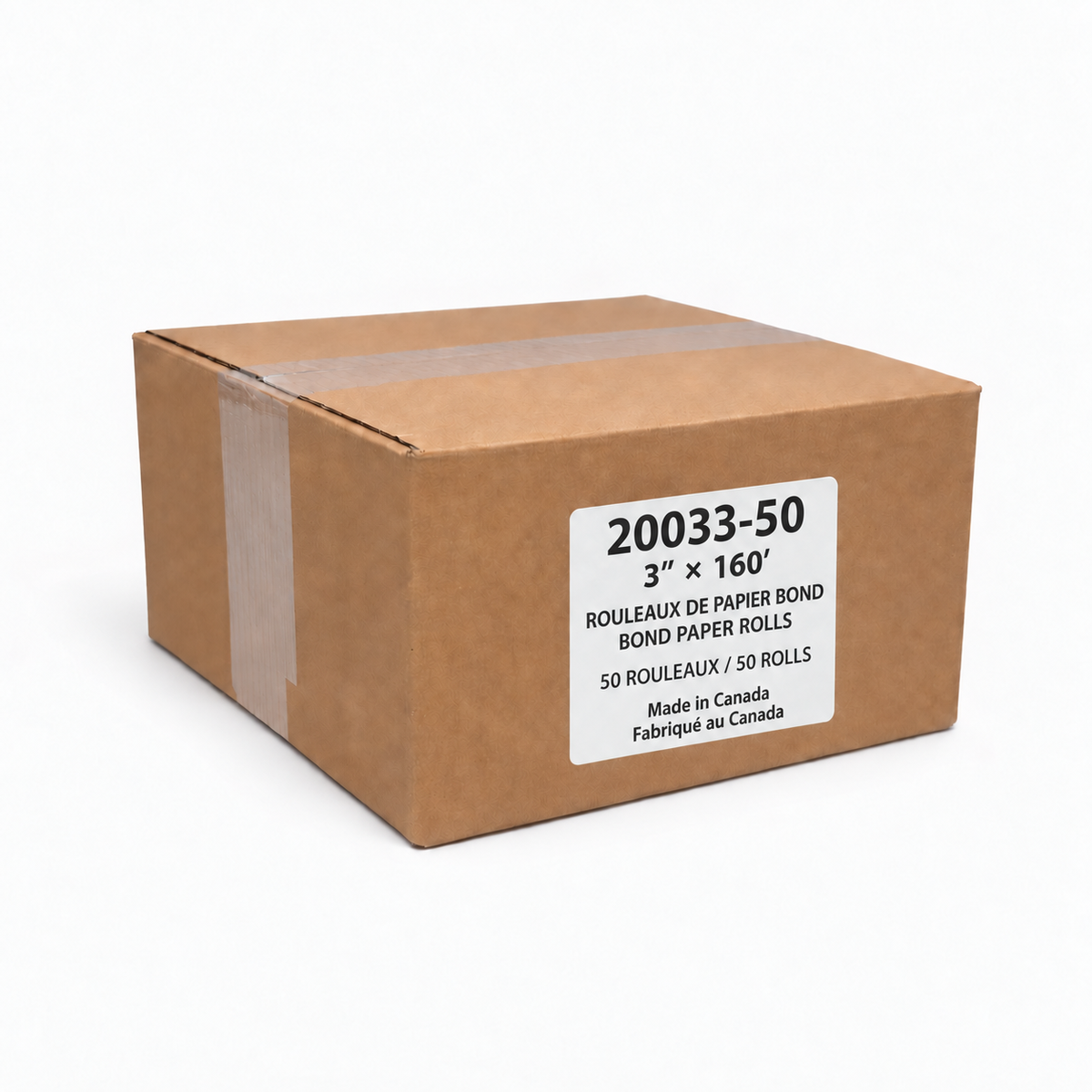 3" × 160' Bond Paper Rolls — 50 Rolls