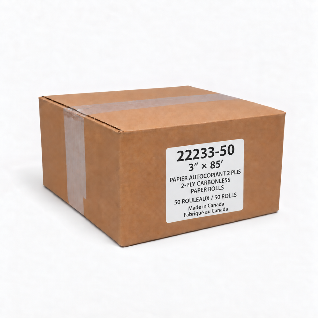 3" × 85' 2-Ply Carbonless Paper Rolls — 50 Rolls