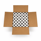 Top view of paper rolls packed in an open case