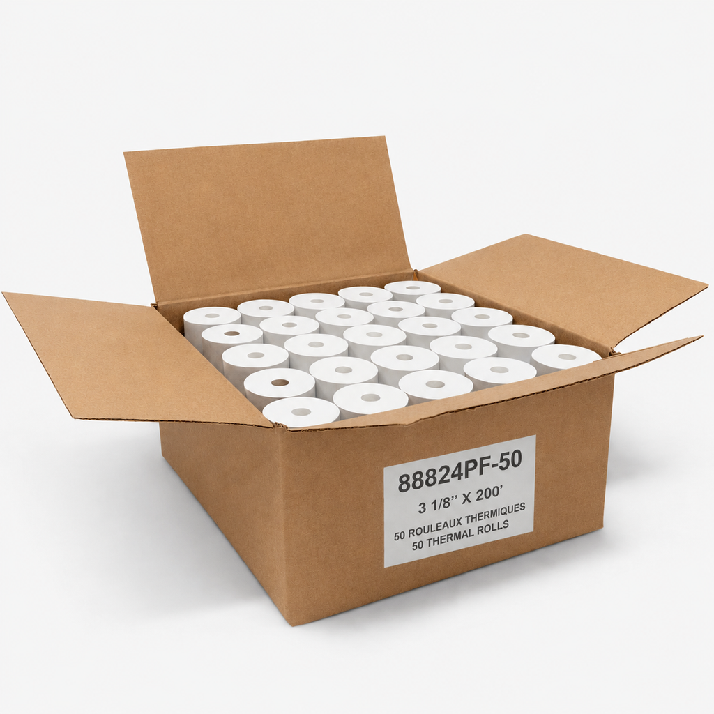3 1/8" x 200' Phenol Free (PF) Coreless Thermal Paper Rolls (50 rolls)