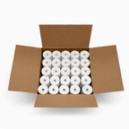Top view of paper rolls packed in an open case